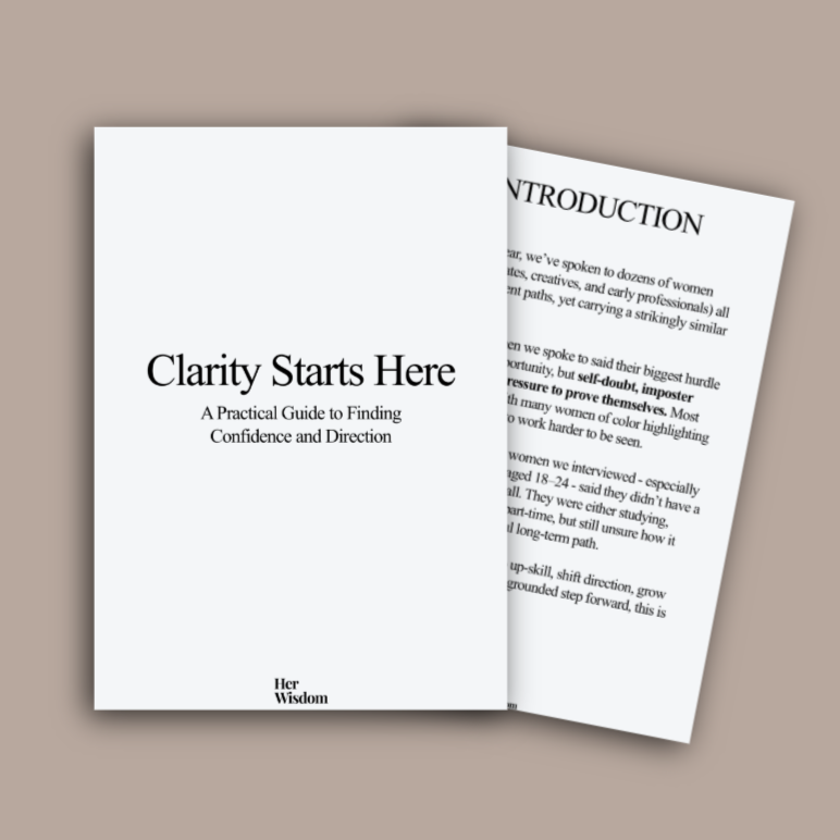 Open book with 'Clarity Starts Here' and 'Introduction' text on a beige background